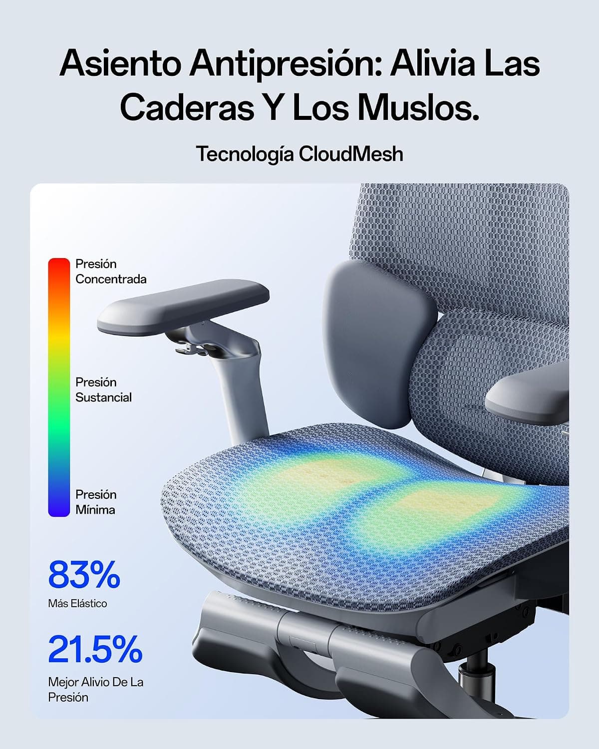 Mapa de presión del asiento CloudMesh, versión gris